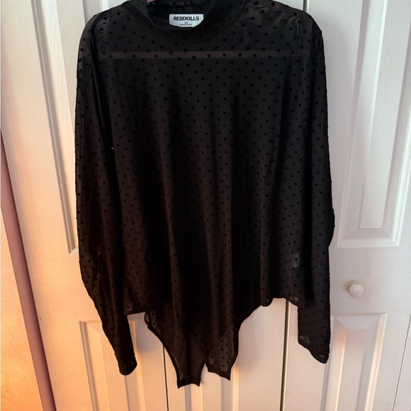 Rebdolls Black Sheer Bodysuit with Polka Dots - Picture 1 of 4